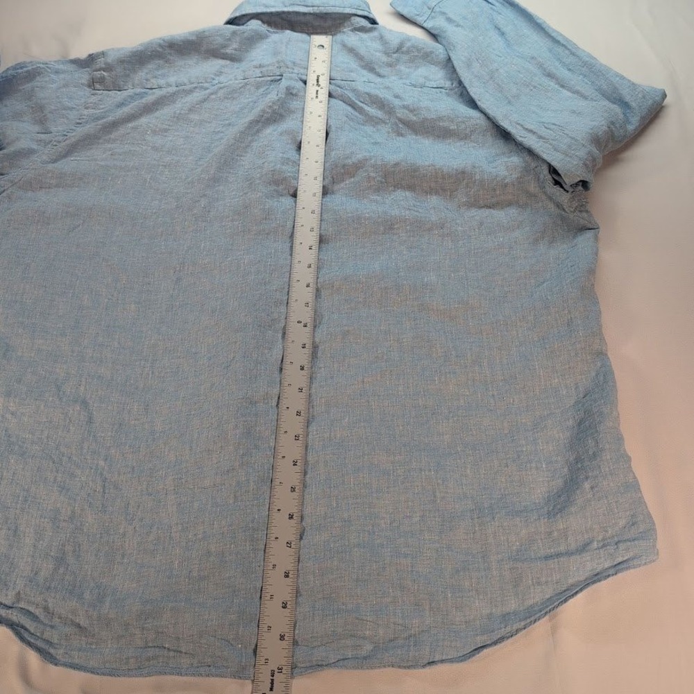 Brooks Brothers Mens XXL Madison Fit Linen Button Down Shirt Blue - Picture 7 of 8